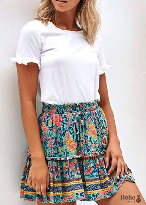 Boho Skirts in Wrap Skirt, Blue Sky and Daisy For Women